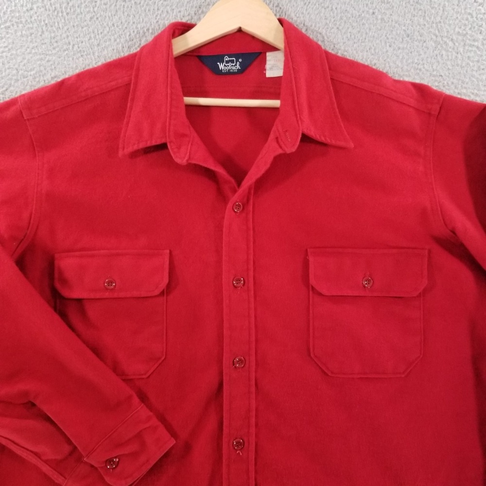 Vtg Woolrich Shirt Men 3XL Red Chamois MADE USA Flannel Workwear Outdoor 70s 80s